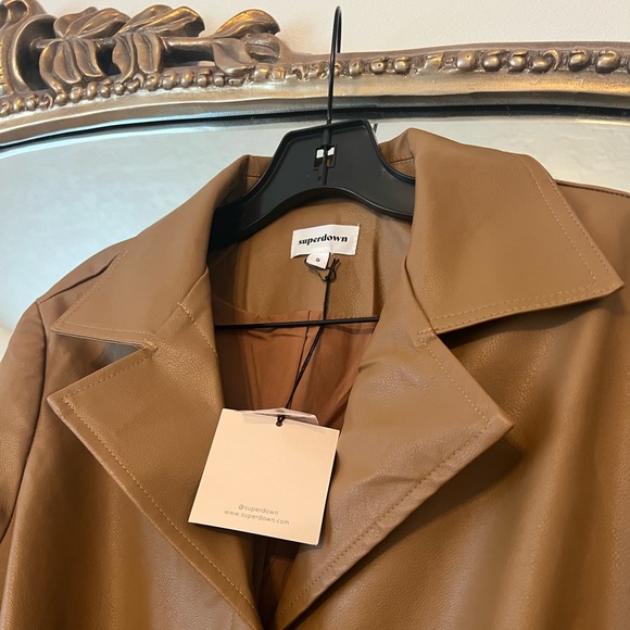 BEAND NEW WITH TAGS Viktoria Faux Leather Coat in Camel superdown - Picture 2 of 7